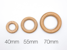 Load image into Gallery viewer, 70mm (2.76 inches) Beech Wood Rings