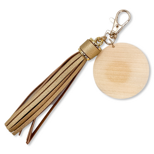 Engraved Key Ring with PU Leather Tassel