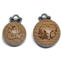 Load image into Gallery viewer, Custom Engraved Wooden Pacifier Clips