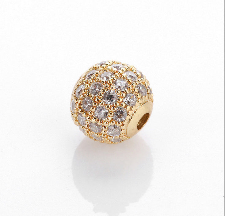 10pc Brass Micro Pave Cubic Zirconia Crown Beads - Loose Spacer Beads For Jewelry Making