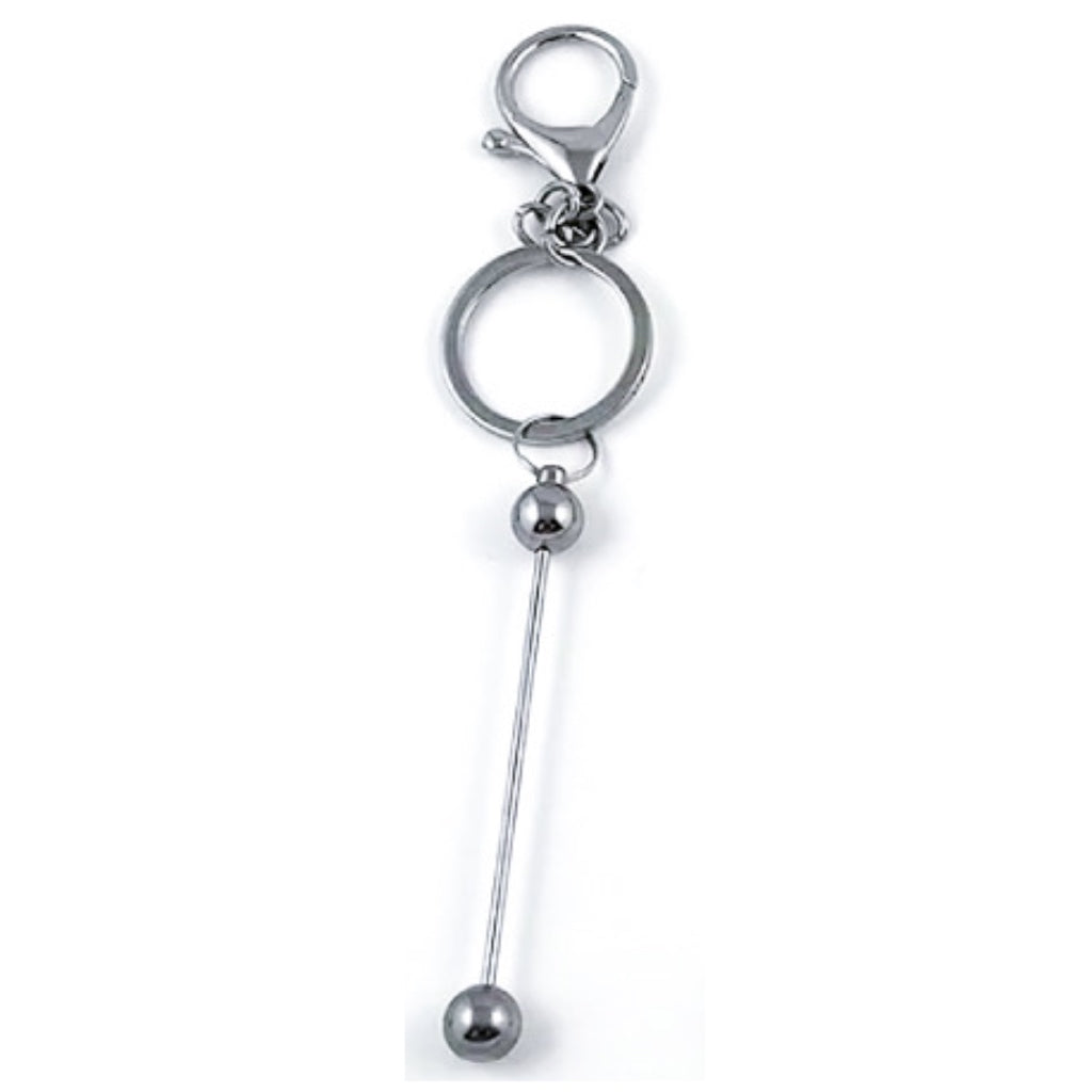 Tondiamo 96 Pcs Beadable Keychains Bars, DIY Keychains Bars for Beads  Including 48 Beadable Keychain Bars 48 Resealable Pouch (Silver)